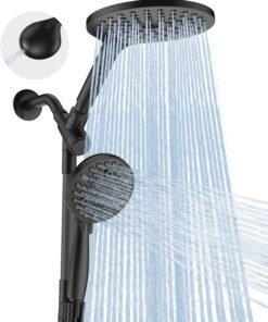 Dual Handheld Shower Head Combo, 2-in-1 Rain Shower Heads System 8 Inch Rainfall Shower Head and 10 Modes High Pressure Hand Held Showerhead with Built-in Power Wash