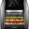 Multifunctional Digital Air Fryer+ Rotisserie, Dehydrator, Convection Oven, 17 Touch Screen Presets Fry, Roast, Dehydrate, Bake, XL 10L Family Size, Auto Shutoff, Large Easy-View Window, Black