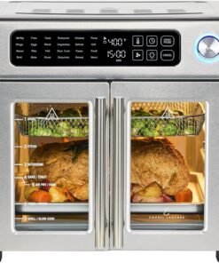 Extra Large French Door Air Fryer Toaster Oven Combo, 24 Cooking Functions and Digital Controls, 7 Accessories Included, Stainless Steel Finish, 26QT Capacity