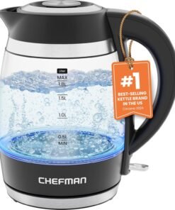 Electric Kettle, 1.8L 1500W, Hot Water Boiler, Removable Lid for Easy Cleaning, Auto Shut Off, Boil-Dry Protection, Stainless Steel Filter, BPA Free, Borosilicate Glass Electric Tea Kettle